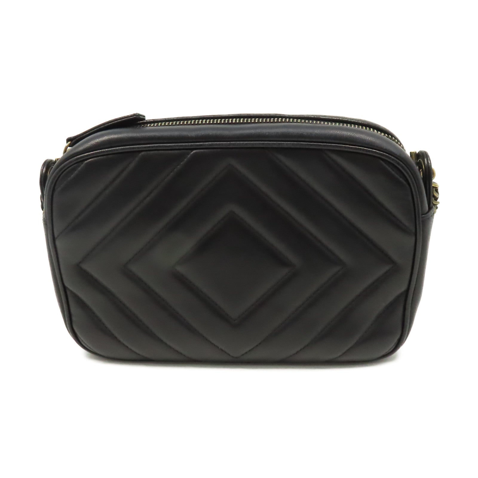 CHANEL 牛皮皮革Shoulder Bag金扣鏈帶肩背袋黑色