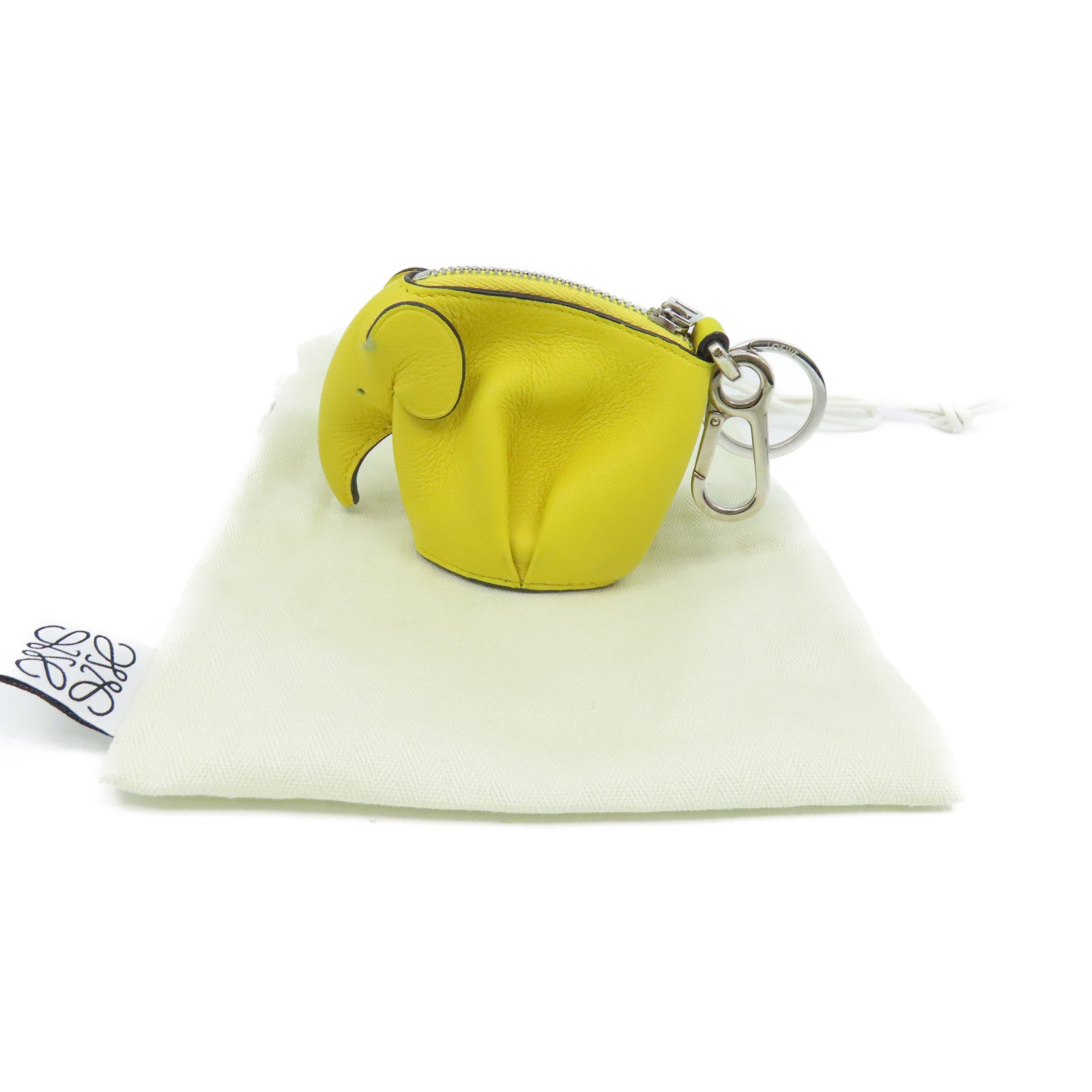 LOEWE 牛皮皮革Elephant Charm掛飾黃色
