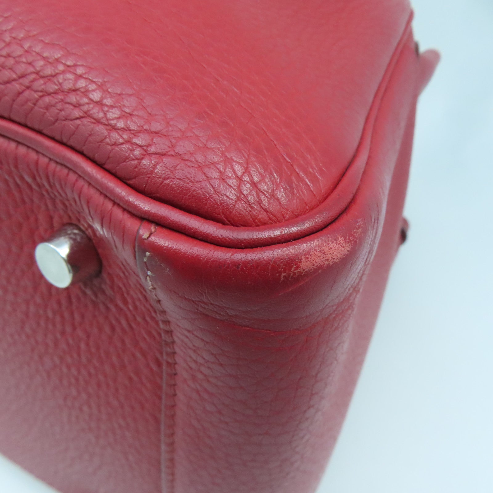 HERMES Clemence leather Lindy 30 silver buckle handle shoulder shoulder bag dark red
