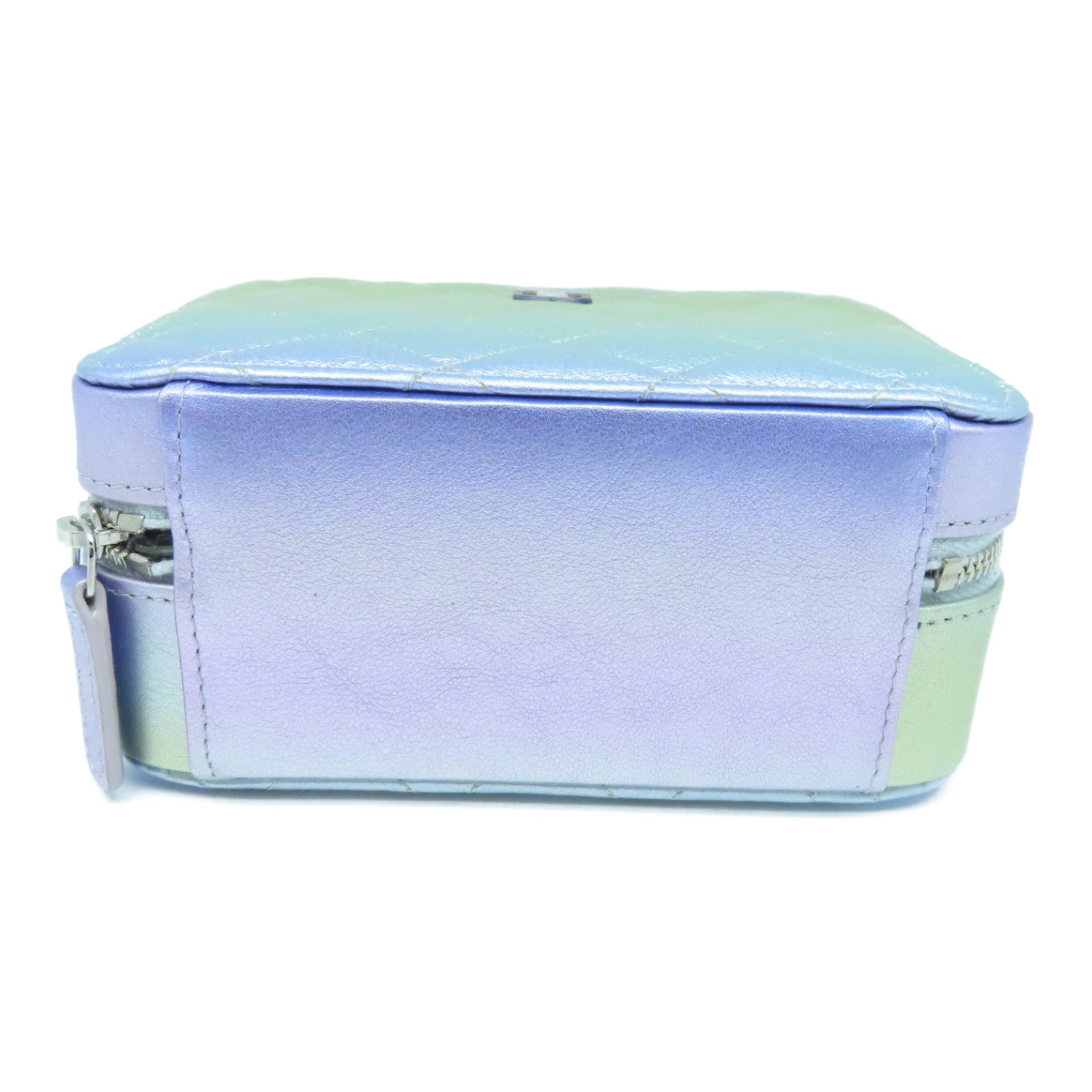 CHANEL 菱格牛皮皮革Vanity Bag银扣链带肩背袋彩虹色