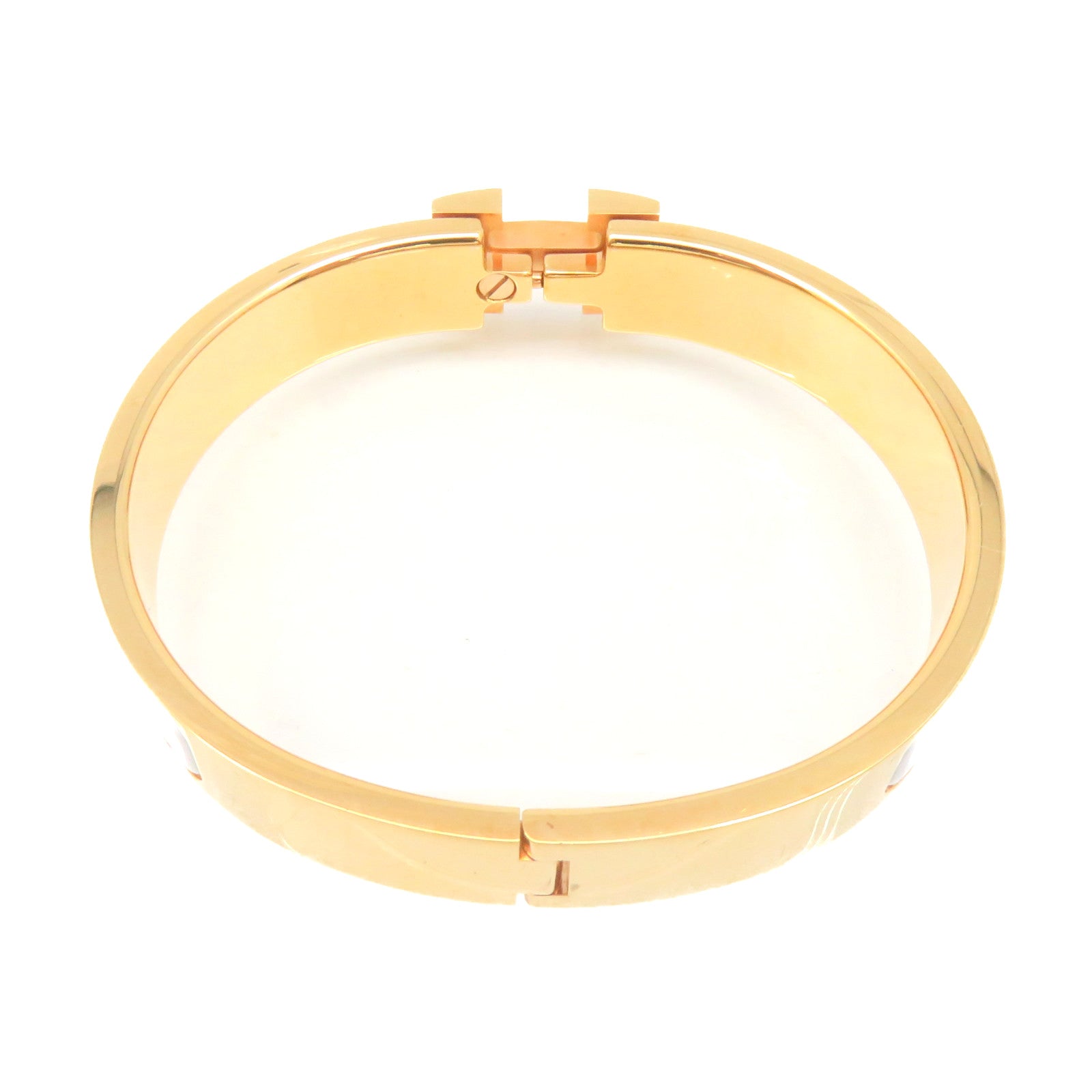 HERMES 金属/陶瓷Clic-Clac H Bracelet金扣手链金色/白色