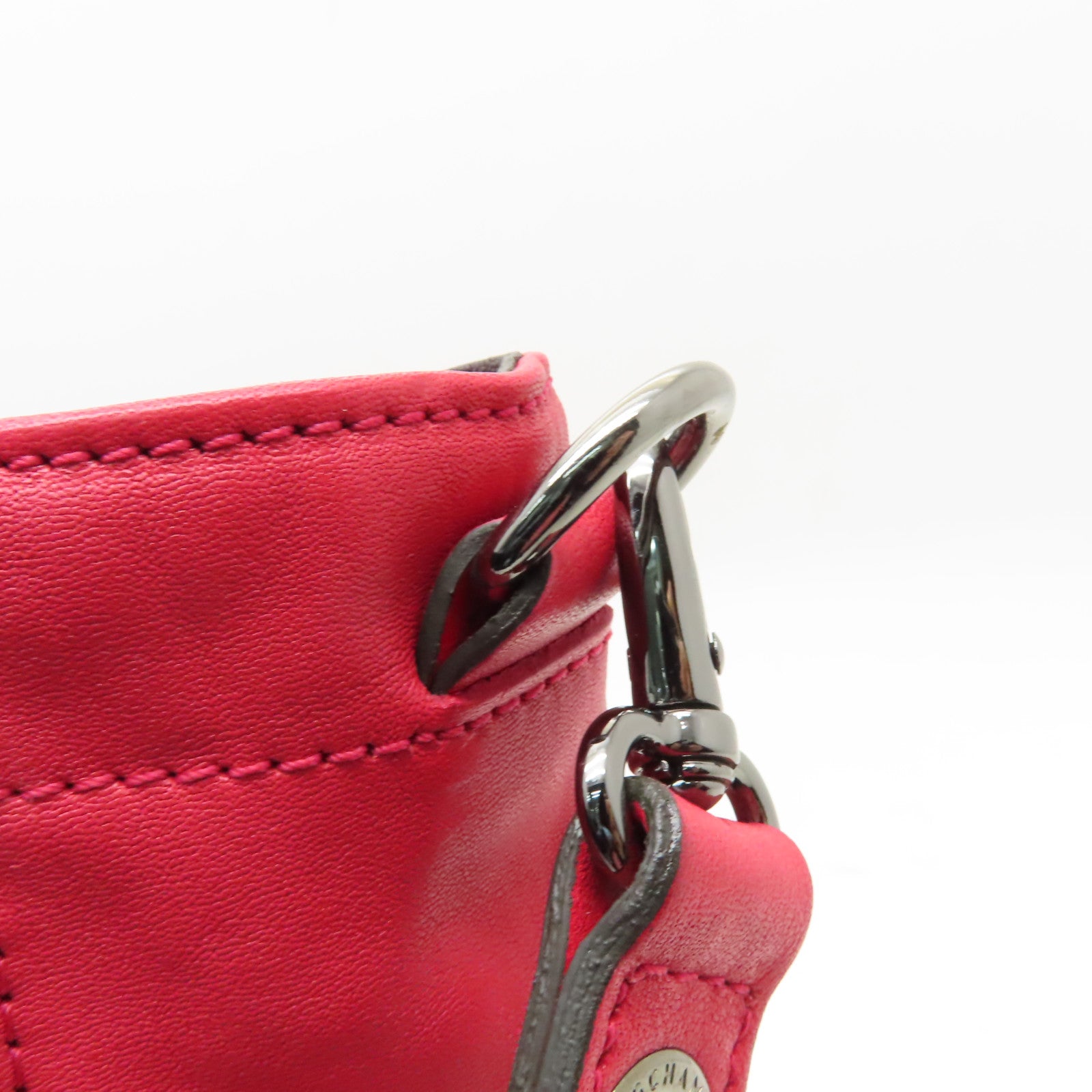 Longchamp 牛皮皮革2way Shoulder Bag銀扣手挽肩背兩用袋紅色