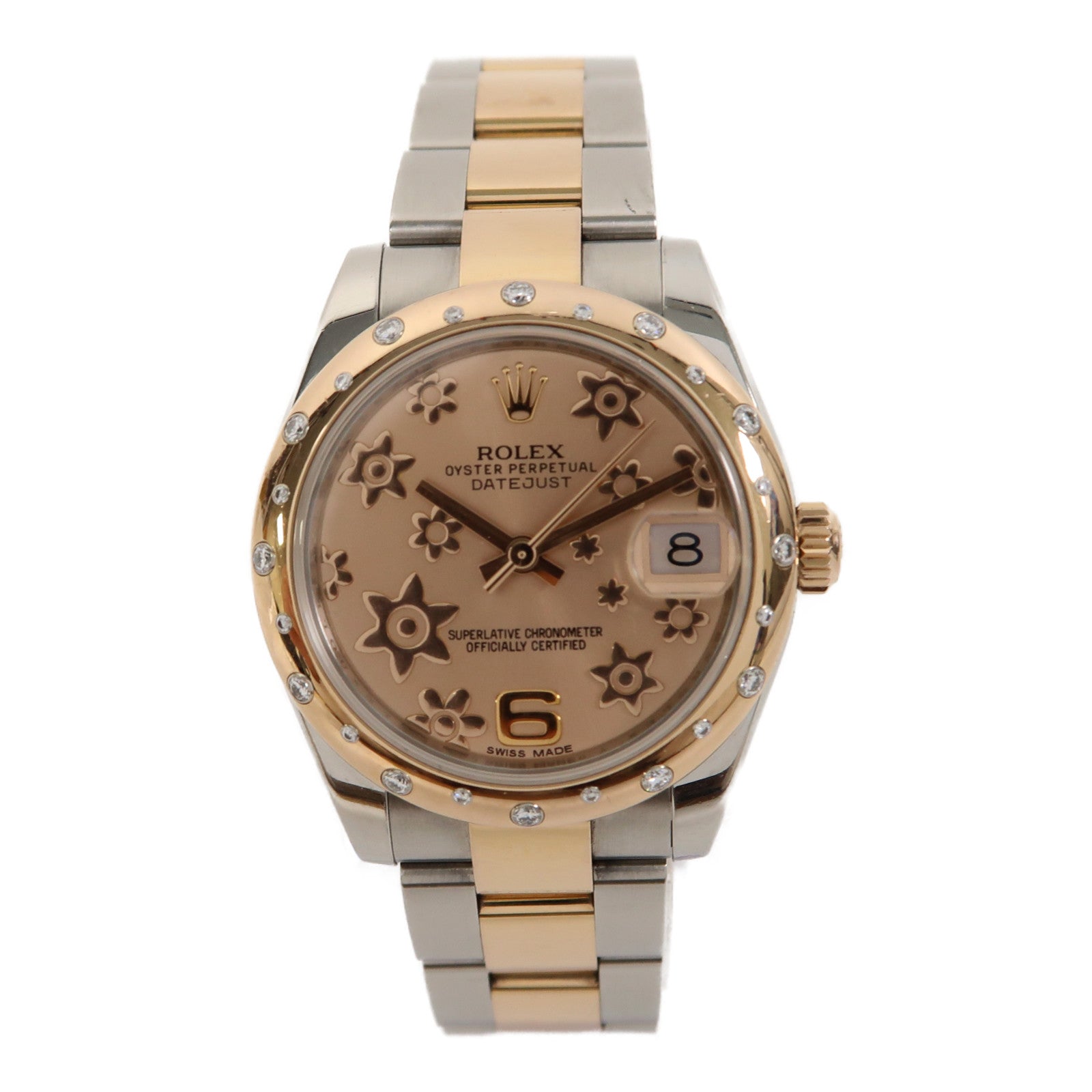 ROLEX Datejust 30mm18K玫瑰金/不鏽鋼手錶自動機芯玫瑰金色