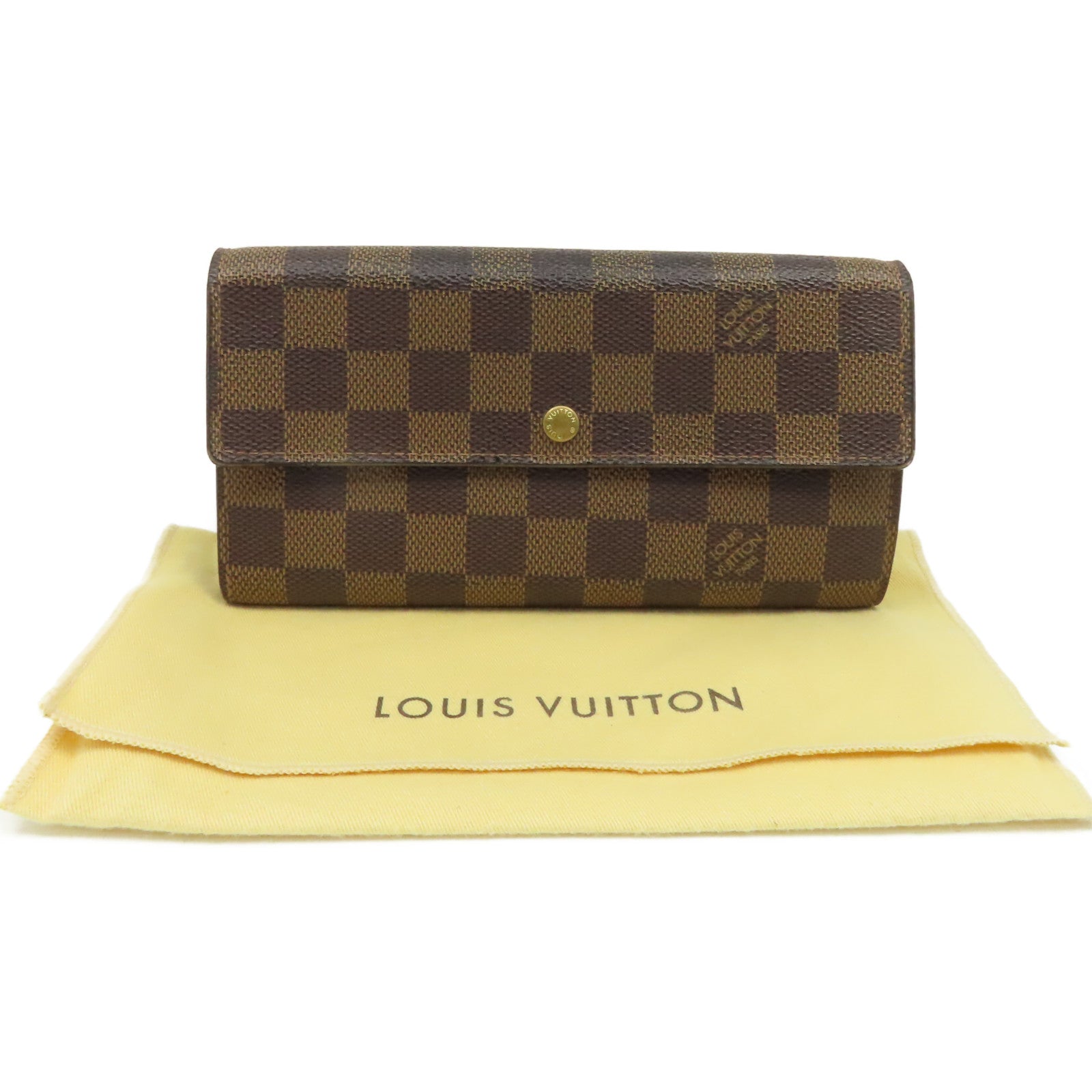 LOUIS VUITTON Damier Portefeuille Sarah Wallet金扣長錢包啡色