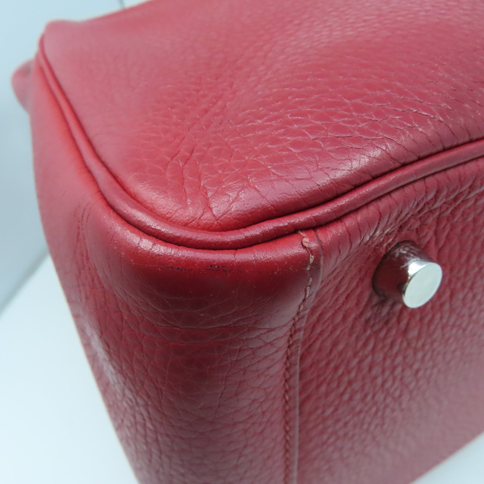 HERMES Clemence leather Lindy 30 silver buckle handle shoulder shoulder bag dark red