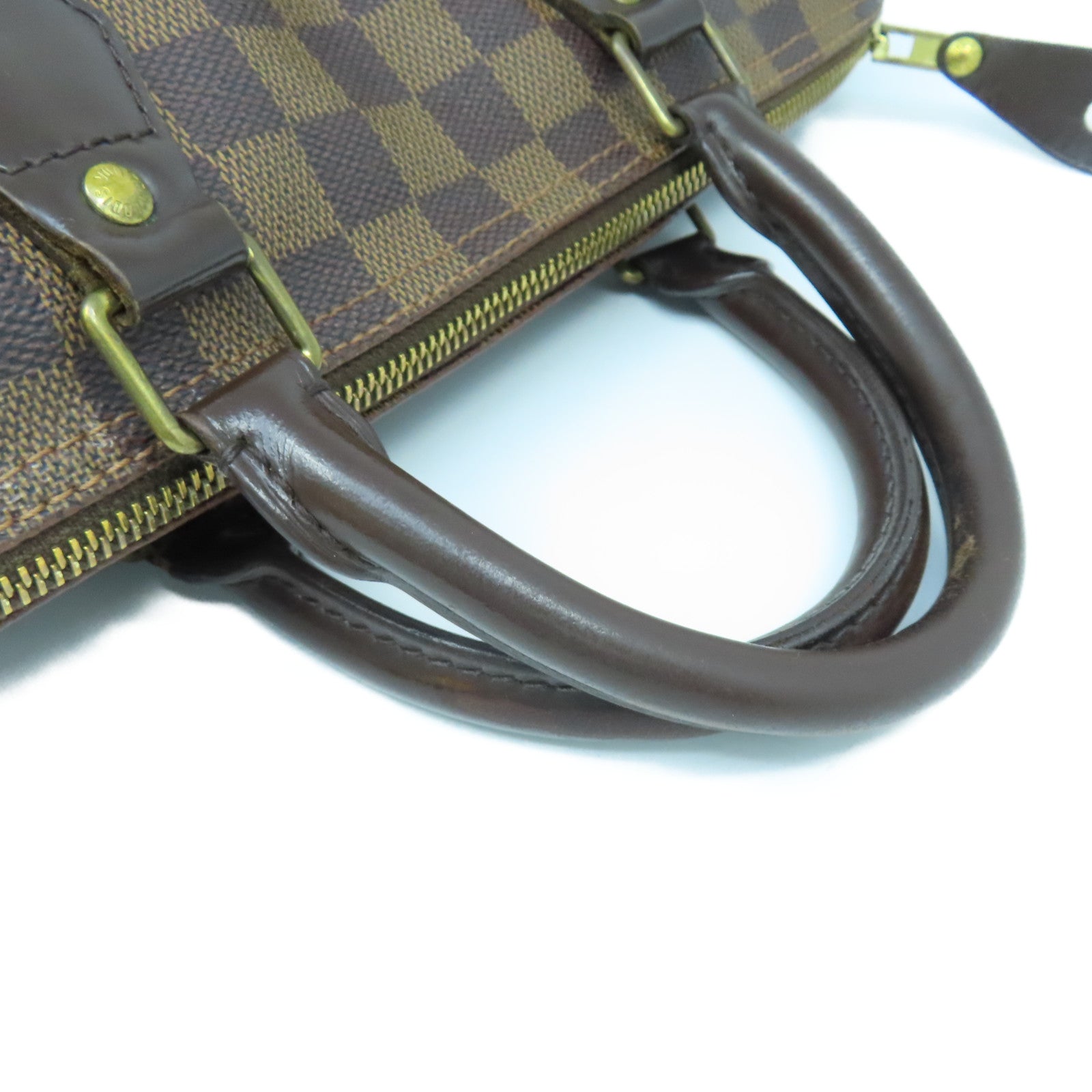 LOUIS VUITTON Damier Speedy 30金扣手挽袋棕色