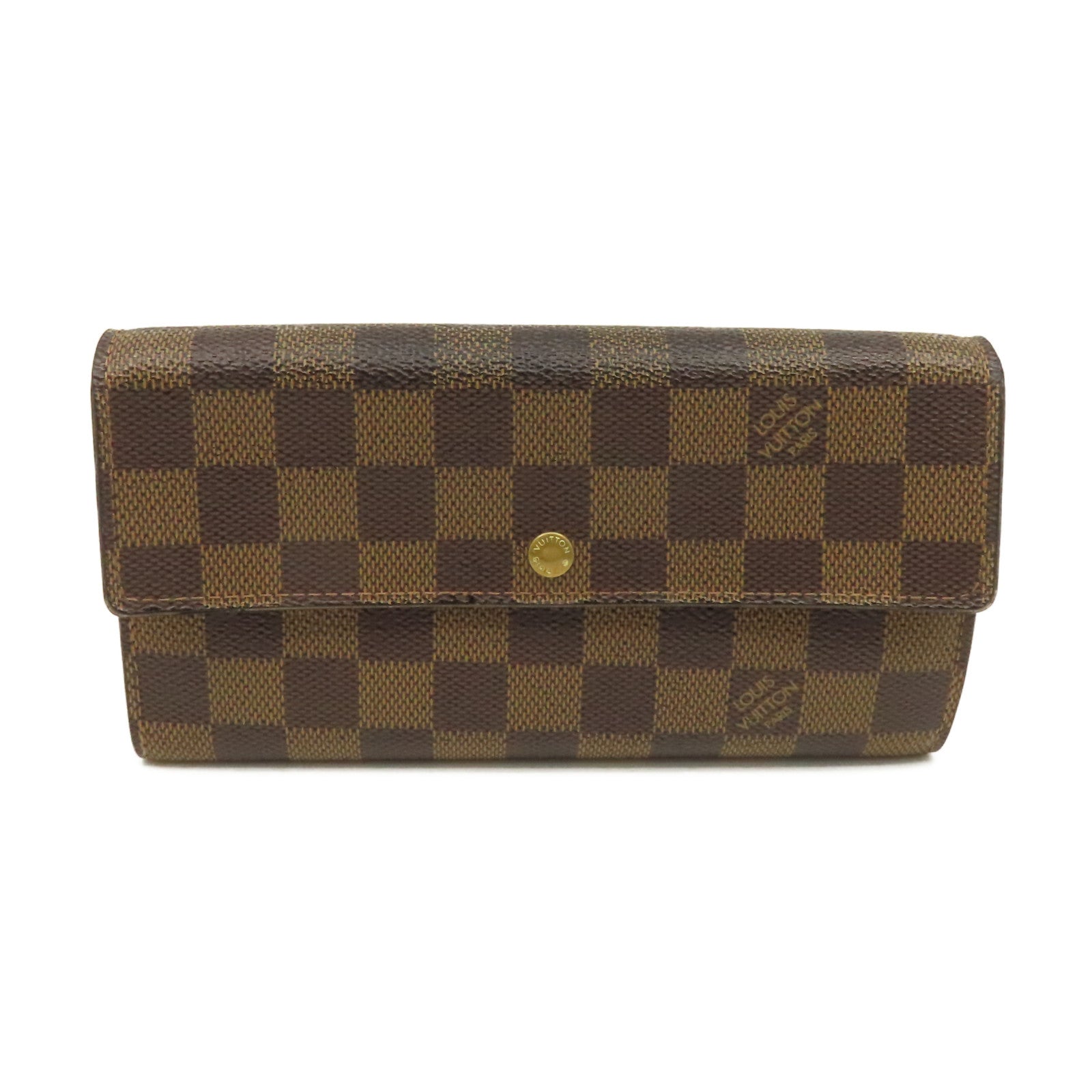 LOUIS VUITTON Damier Portefeuille Sarah Wallet金扣長錢包啡色