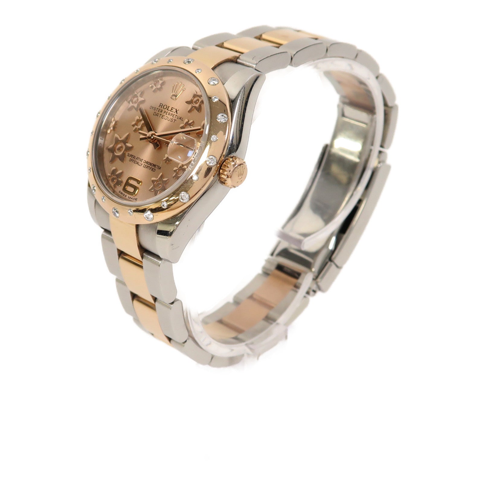 ROLEX Datejust 30mm18K玫瑰金/不鏽鋼手錶自動機芯玫瑰金色