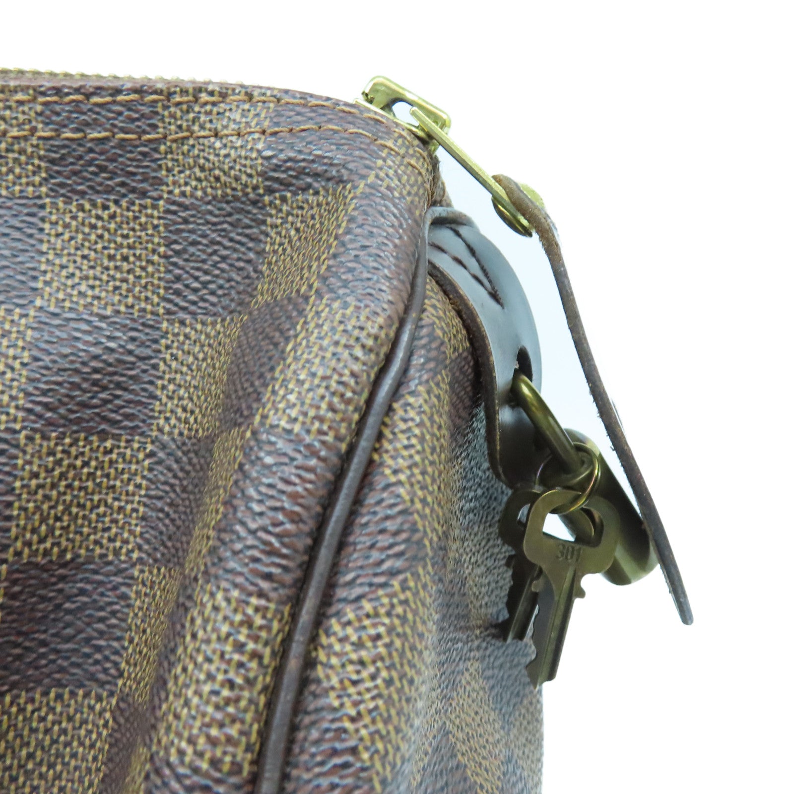 LOUIS VUITTON Damier Speedy 30金扣手挽袋棕色