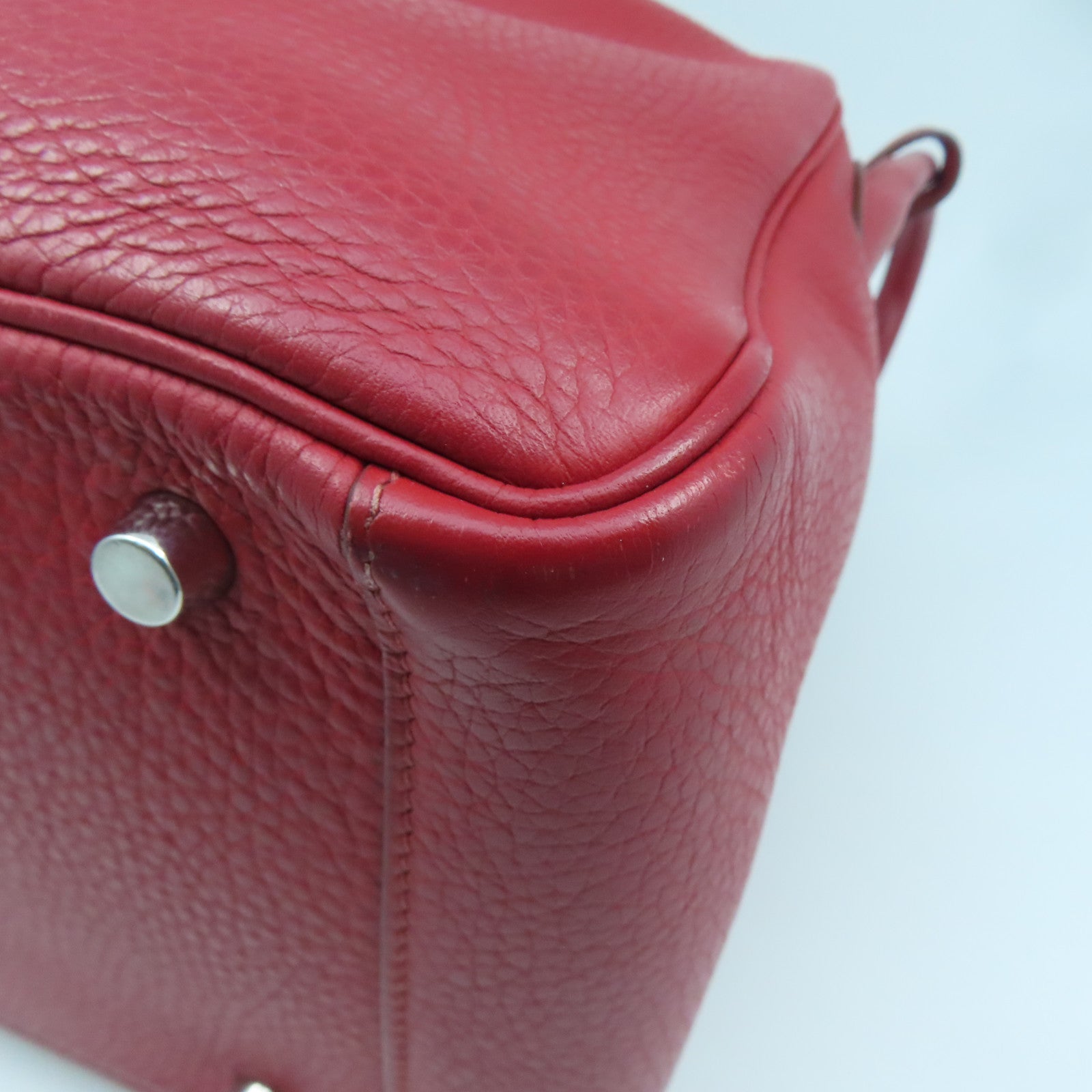 HERMES Clemence leather Lindy 30 silver buckle handle shoulder shoulder bag dark red