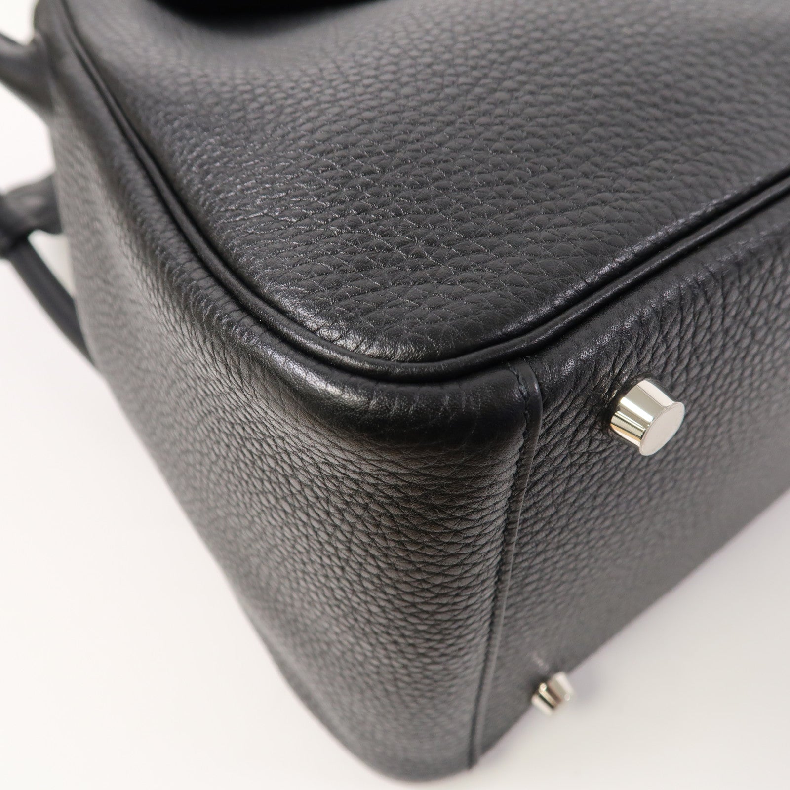 HERMES Clemence皮革Lindy 30銀扣手挽肩背兩用袋黑色