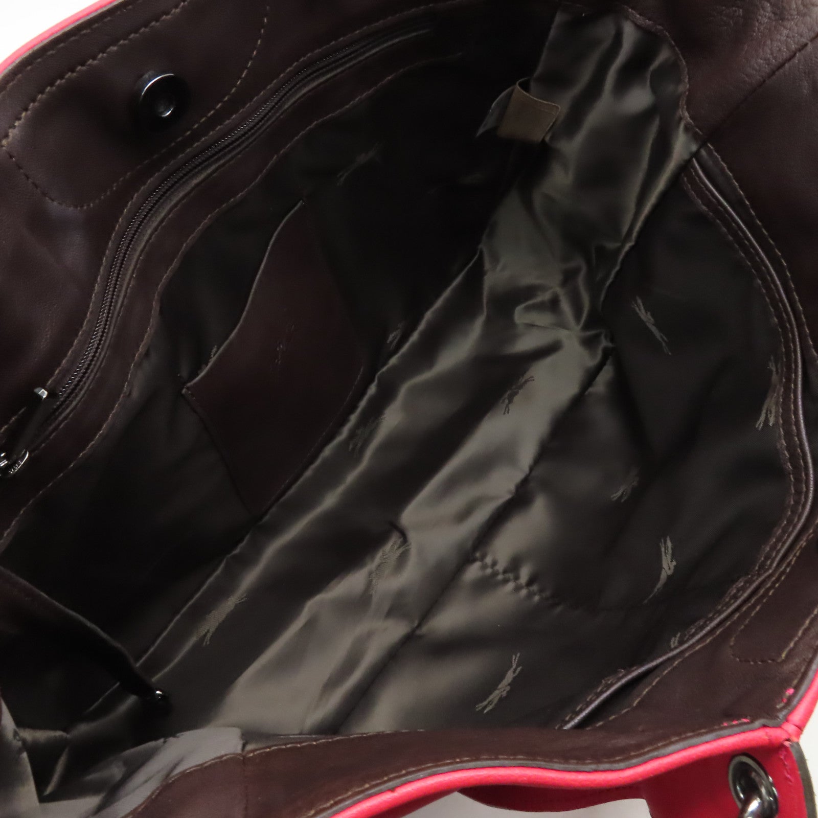 Longchamp 牛皮皮革2way Shoulder Bag銀扣手挽肩背兩用袋紅色
