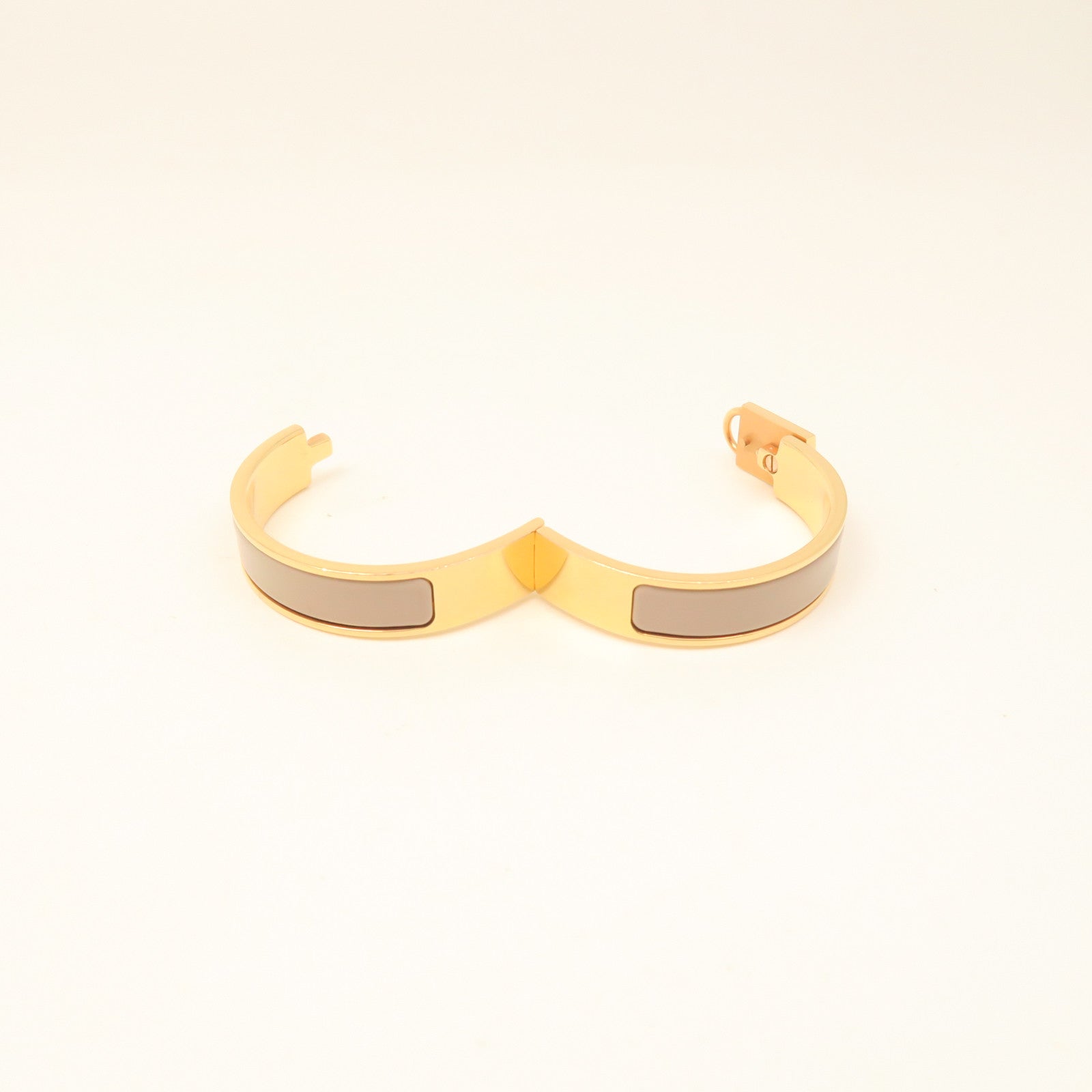 HERMES Metal Clic Cadenas Gold Buckle Bracelet Gold/Grey