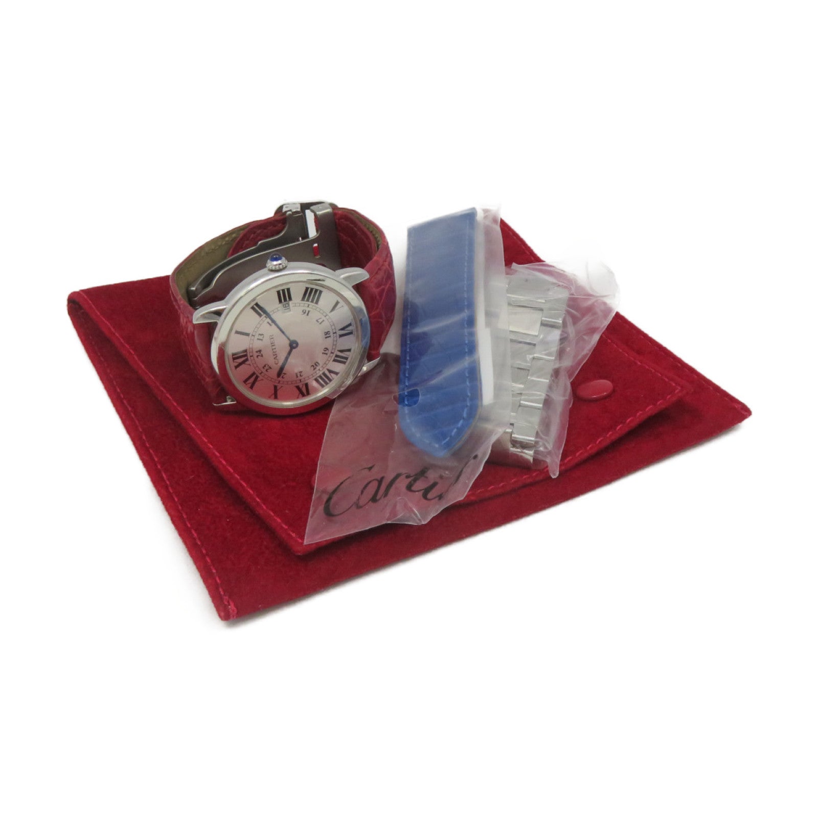 CARTIER Roude Solo de Cartier Watch不鏽鋼/皮帶石英機芯手錶米白色