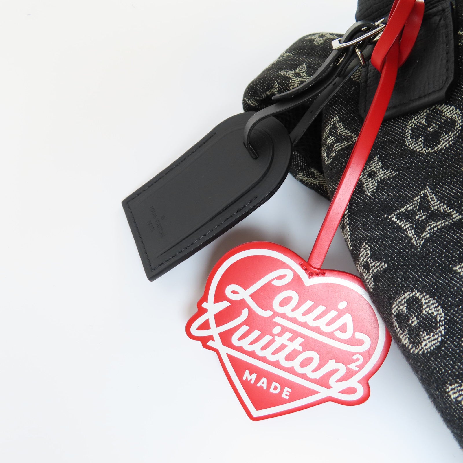 LOUIS VUITTON 牛仔布/牛皮皮革Multipocket Backpack銀扣背包黑色/灰色