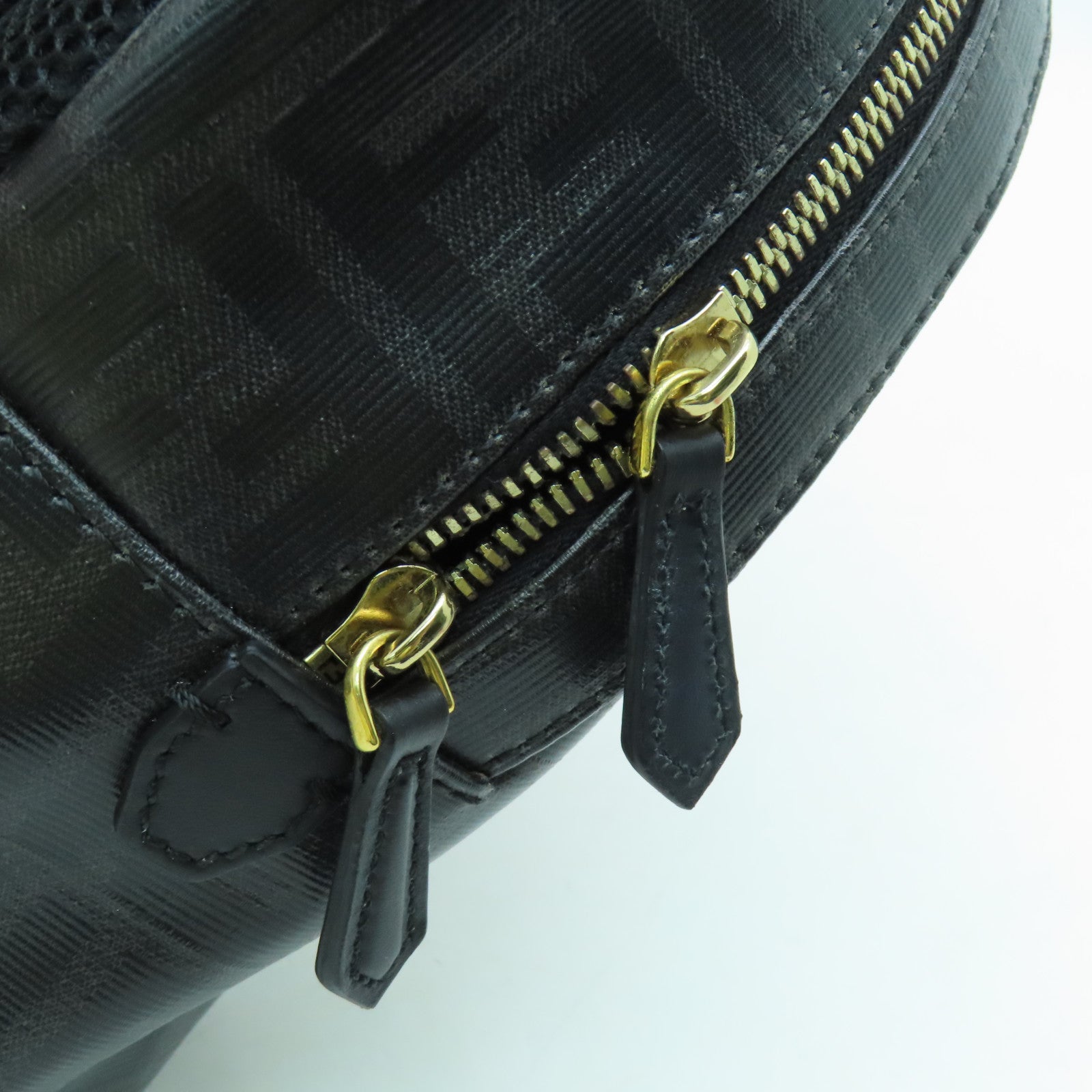 FENDI Coated Canvas Mini BackPack Gold Buckle Backpack Black