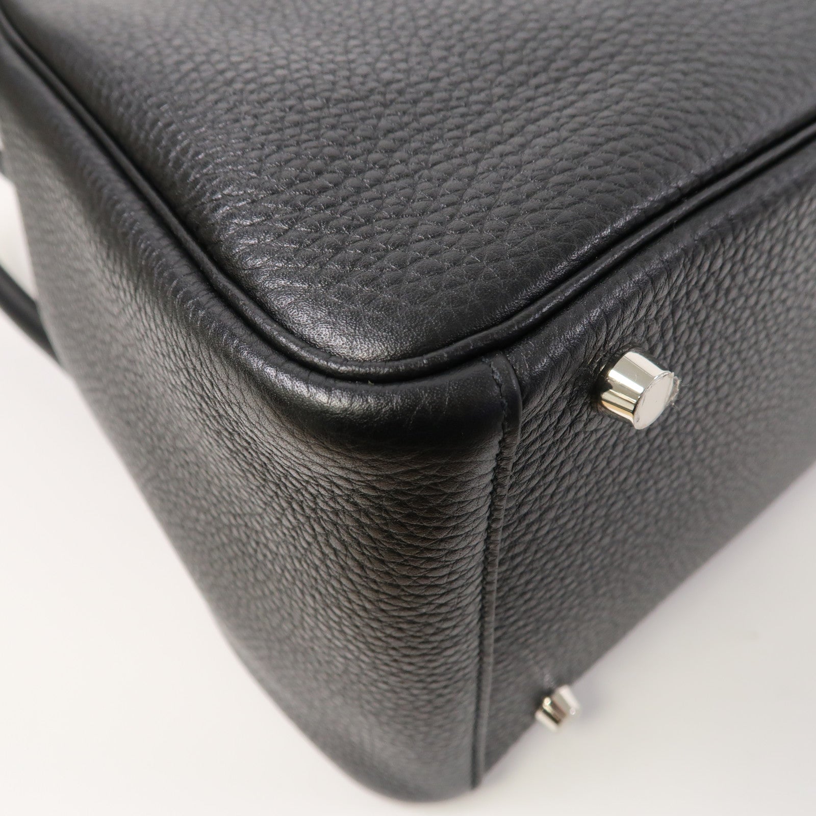 HERMES Clemence皮革Lindy 30銀扣手挽肩背兩用袋黑色