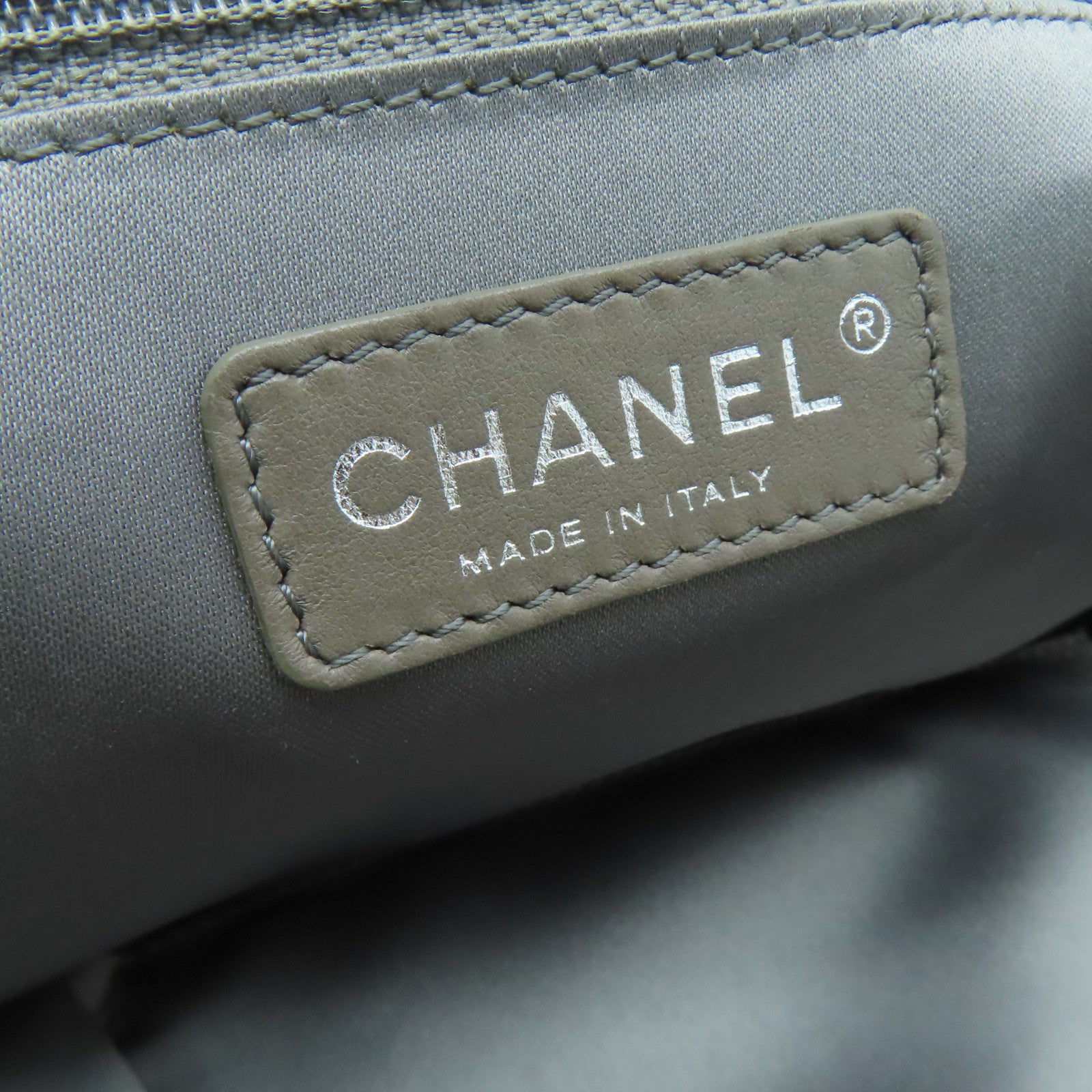 CHANEL [sharp discount] cowhide leather / Tweed Shoulder Bag silver buckle shoulder bag gray