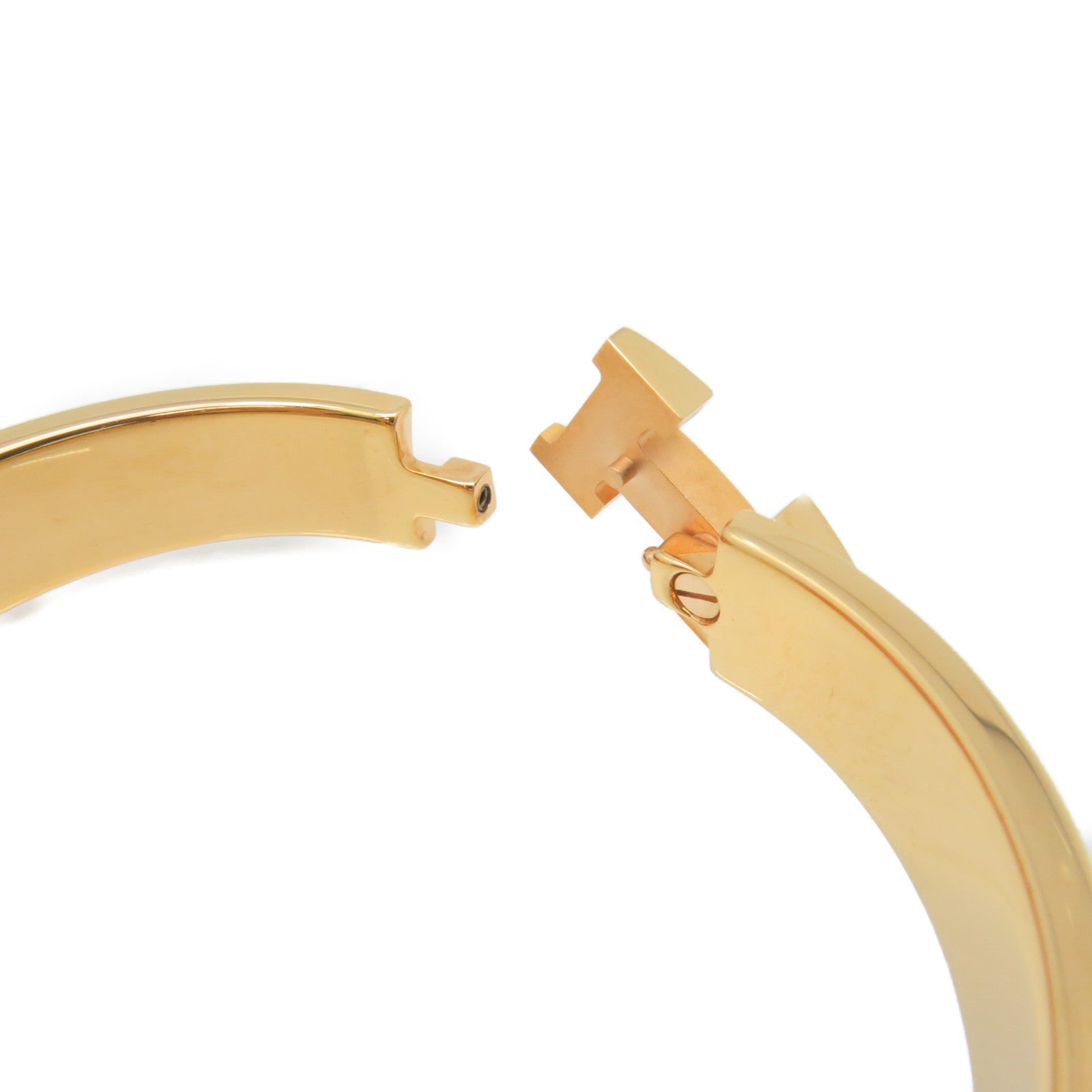 HERMES 金属/陶瓷Clic-Clac H Bracelet金扣手链金色/白色