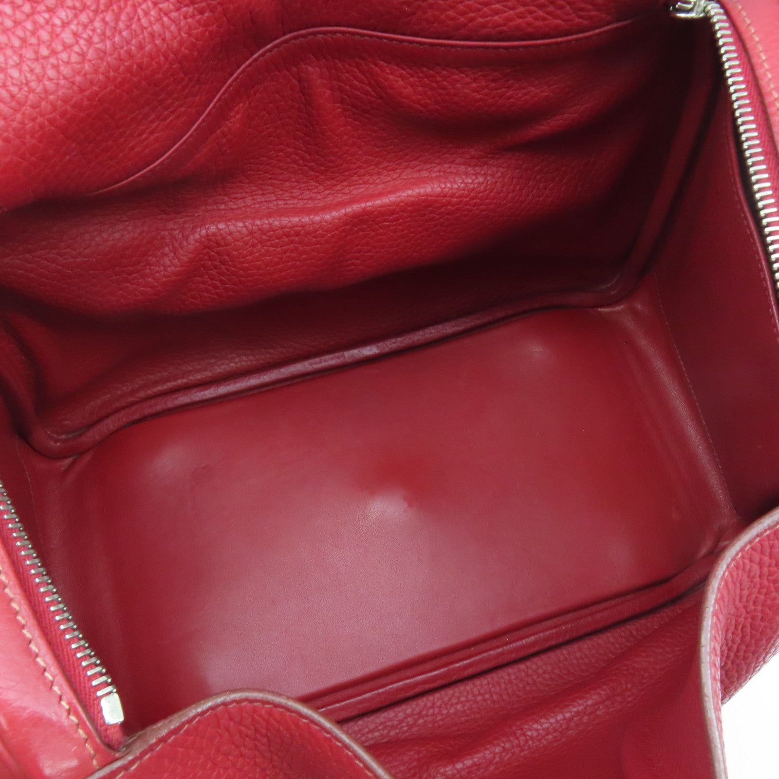 HERMES Clemence leather Lindy 30 silver buckle handle shoulder shoulder bag dark red