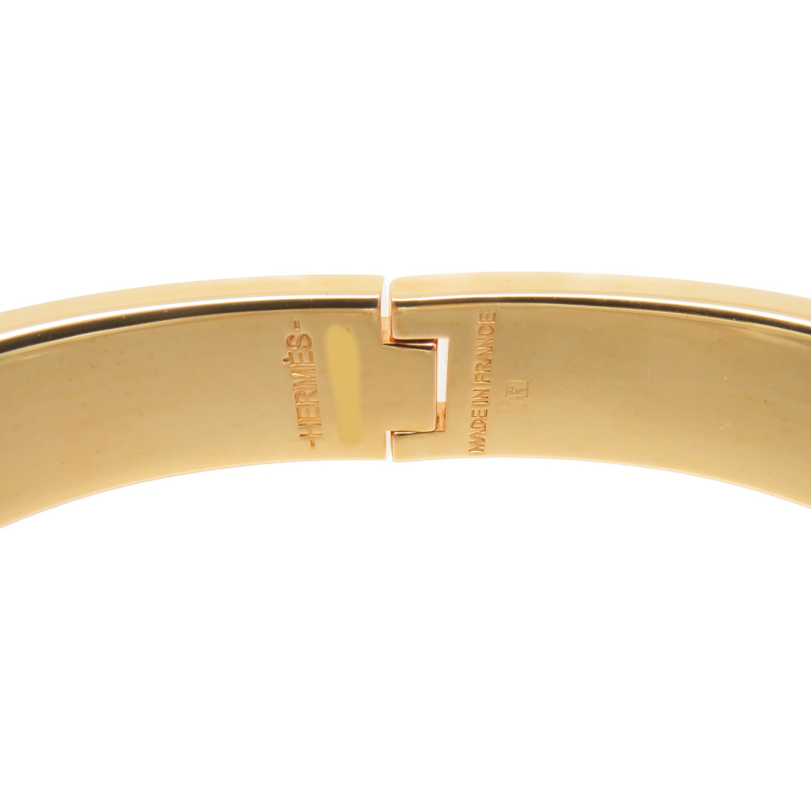 HERMES 金属/陶瓷Clic-Clac H Bracelet金扣手链金色/白色