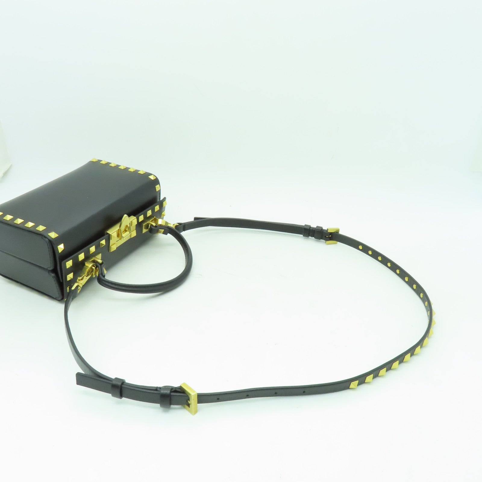 Valentino 牛皮皮革2way Shoulder Bag金扣手挽肩背兩用袋黑色