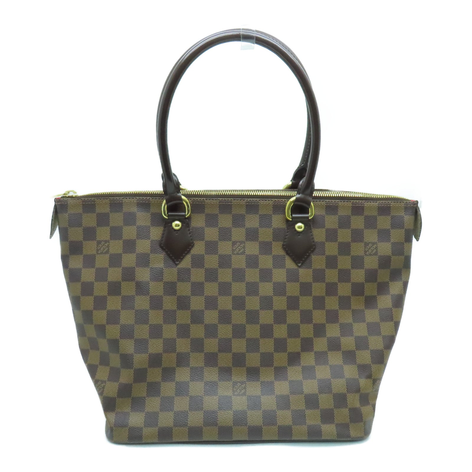 LOUIS VUITTON Damier Saleya MM Hand Bag gold buckle handle shoulder bag brown