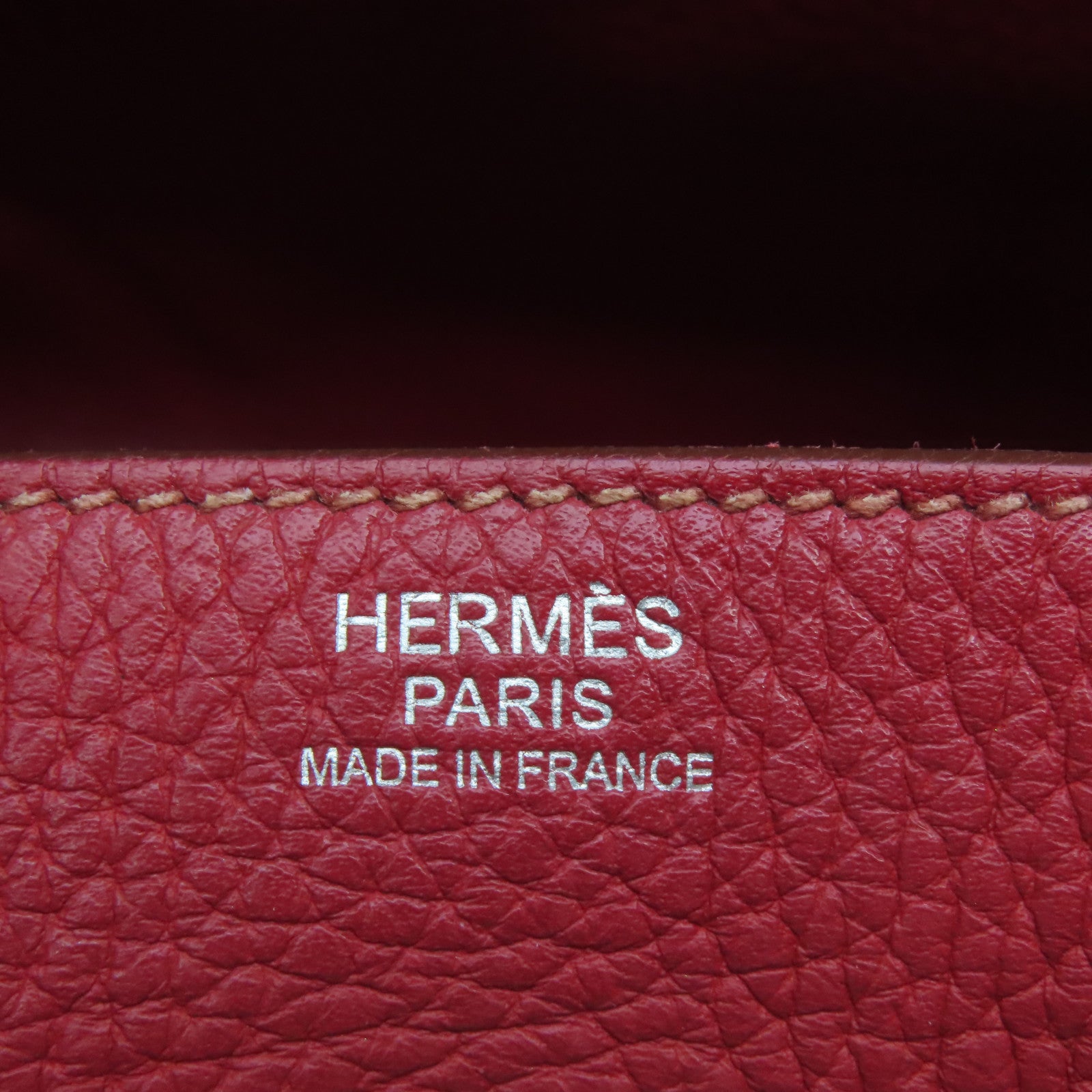 HERMES Clemence leather Lindy 30 silver buckle handle shoulder shoulder bag dark red