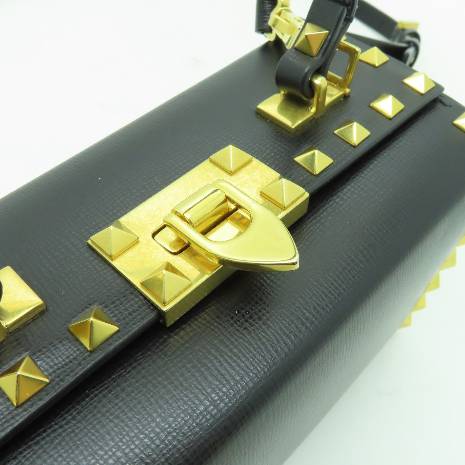 Valentino 牛皮皮革2way Shoulder Bag金扣手挽肩背兩用袋黑色