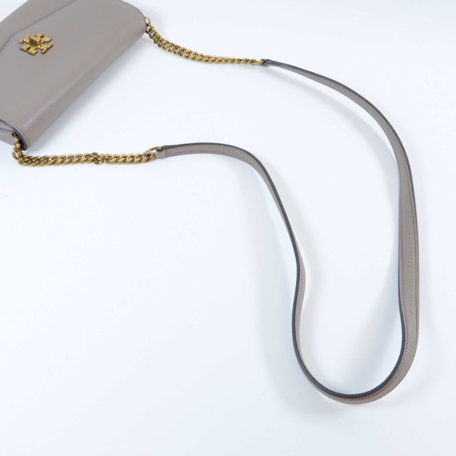 Tory Burch 牛皮皮革Chain Shoulder Bag金扣鏈帶肩背袋灰色