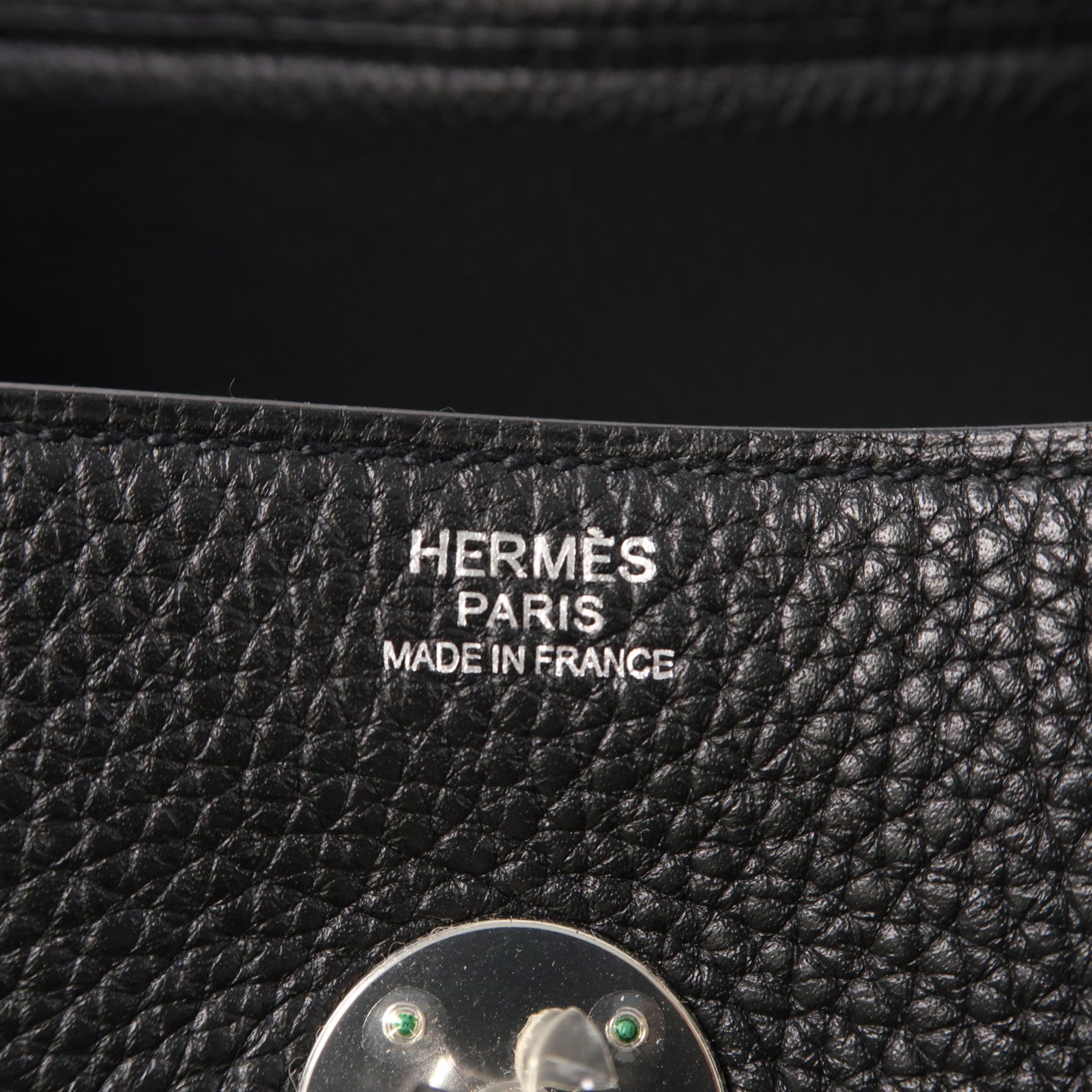 HERMES Clemence皮革Lindy 30銀扣手挽肩背兩用袋黑色
