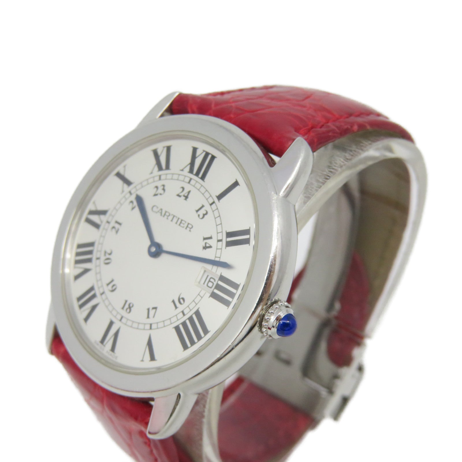 CARTIER Roude Solo de Cartier Watch不鏽鋼/皮帶石英機芯手錶米白色