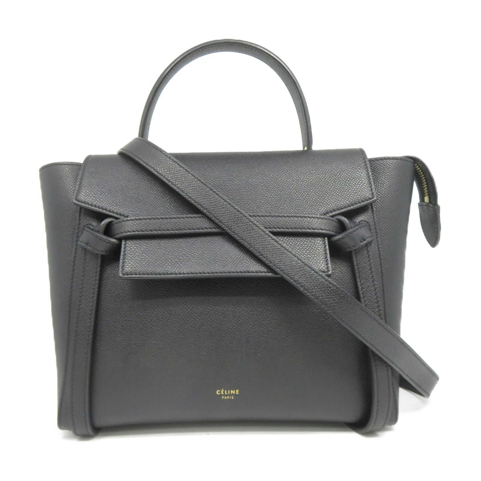 CELINE 牛皮皮革Belt Bag金扣手挽肩背兩用袋黑色