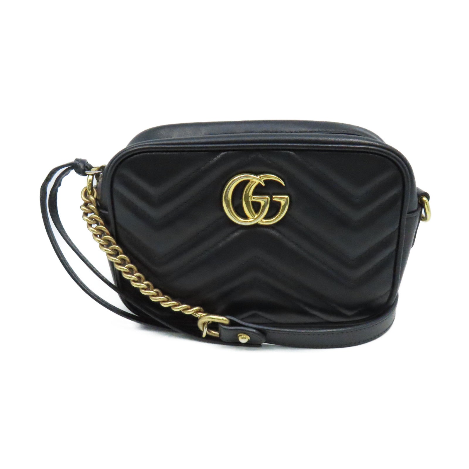 GUCCI 牛皮皮革GG Marmont Mini Shoulder Bag肩背袋黑色