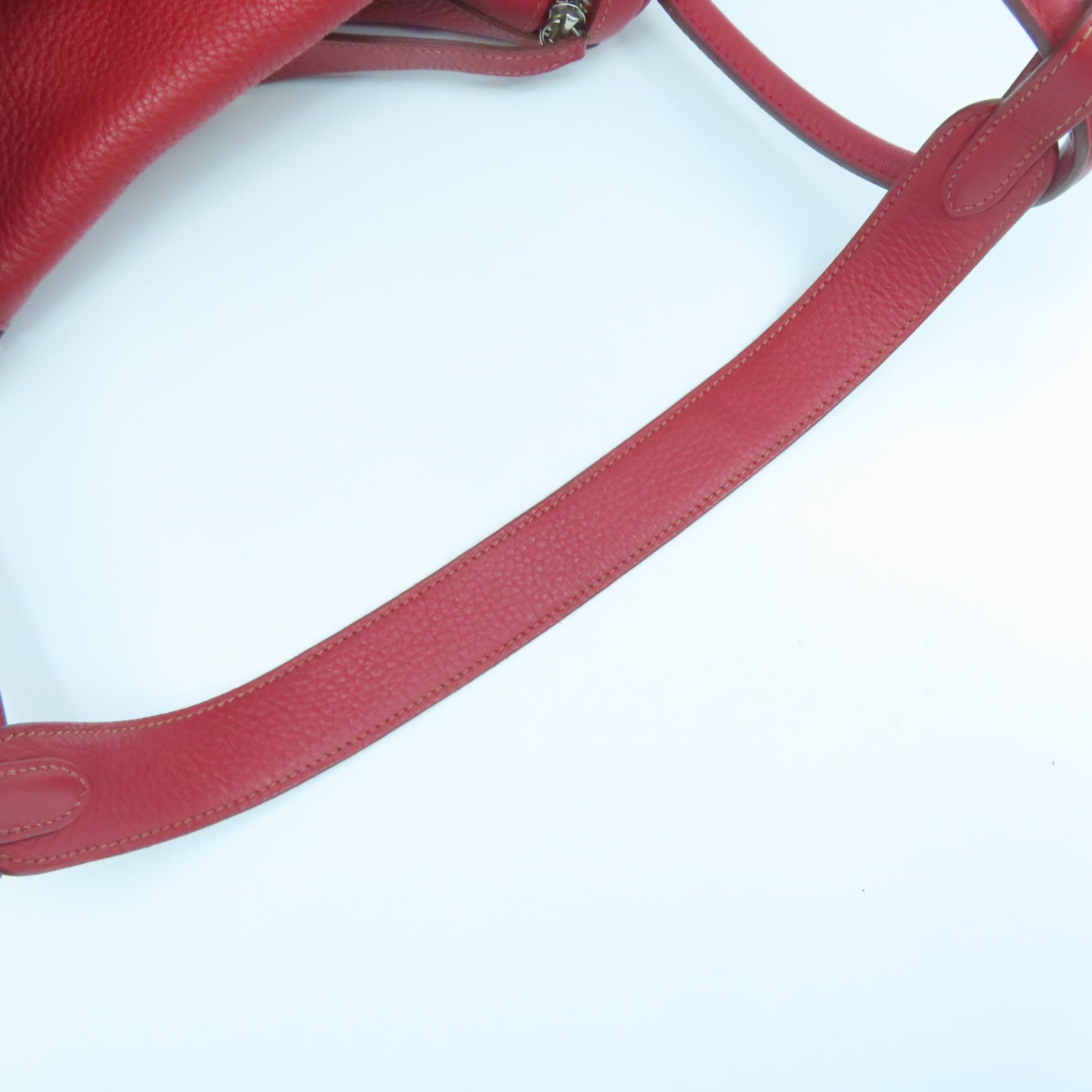 HERMES Clemence leather Lindy 30 silver buckle handle shoulder shoulder bag dark red
