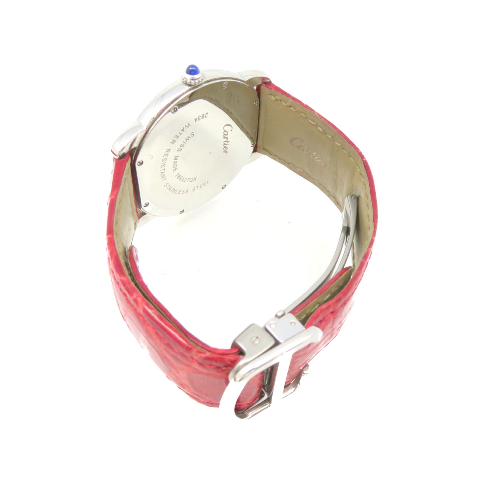 CARTIER Roude Solo de Cartier Watch不鏽鋼/皮帶石英機芯手錶米白色