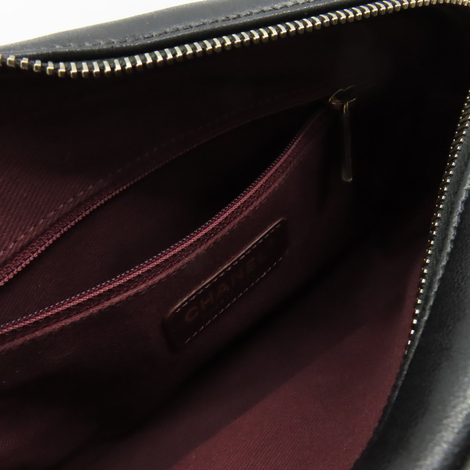 CHANEL 牛皮皮革Shoulder Bag金扣鏈帶肩背袋黑色