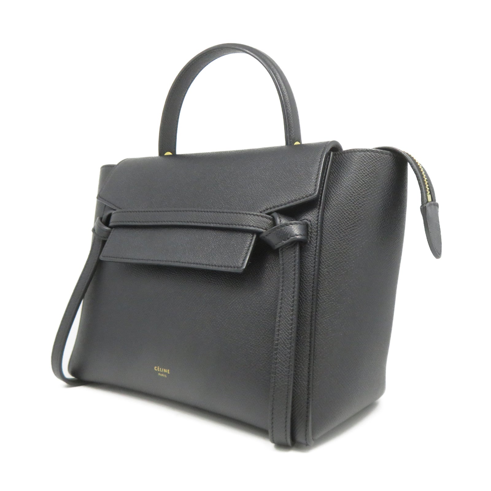 CELINE 牛皮皮革Belt Bag金扣手挽肩背兩用袋黑色