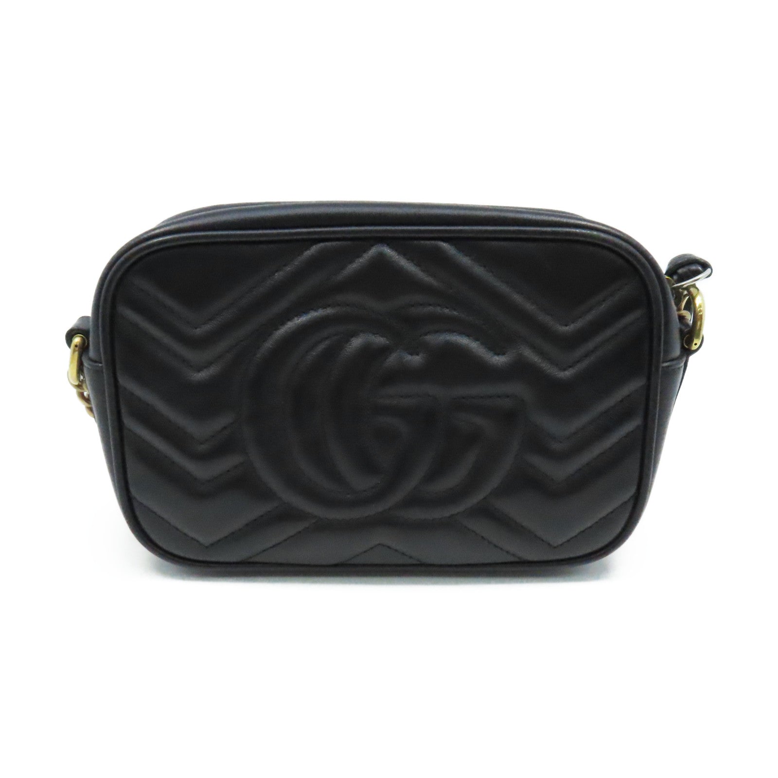 GUCCI 牛皮皮革GG Marmont Mini Shoulder Bag肩背袋黑色