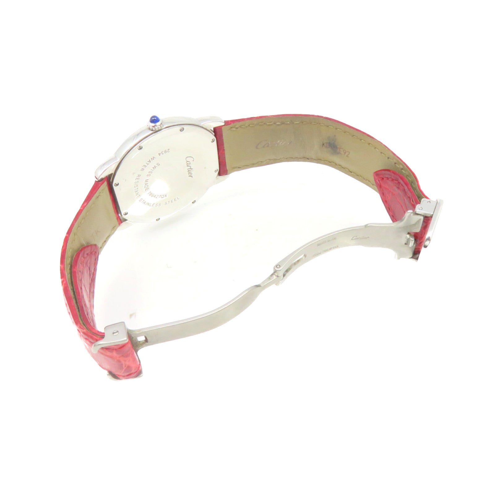 CARTIER Roude Solo de Cartier Watch不鏽鋼/皮帶石英機芯手錶米白色
