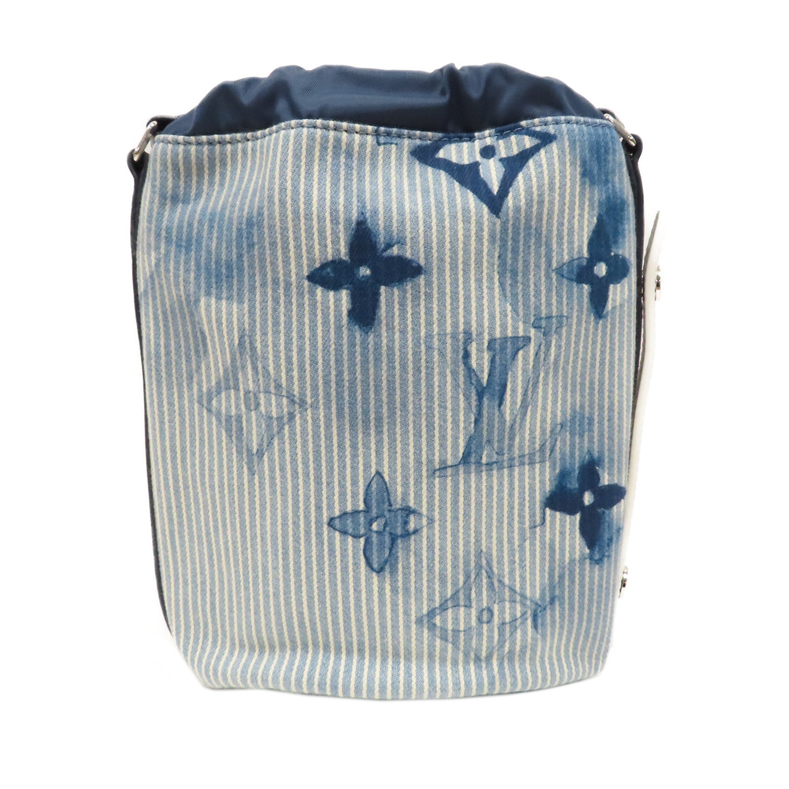LOUIS VUITTON 帆布Sac Marin BB銀扣肩背袋藍色