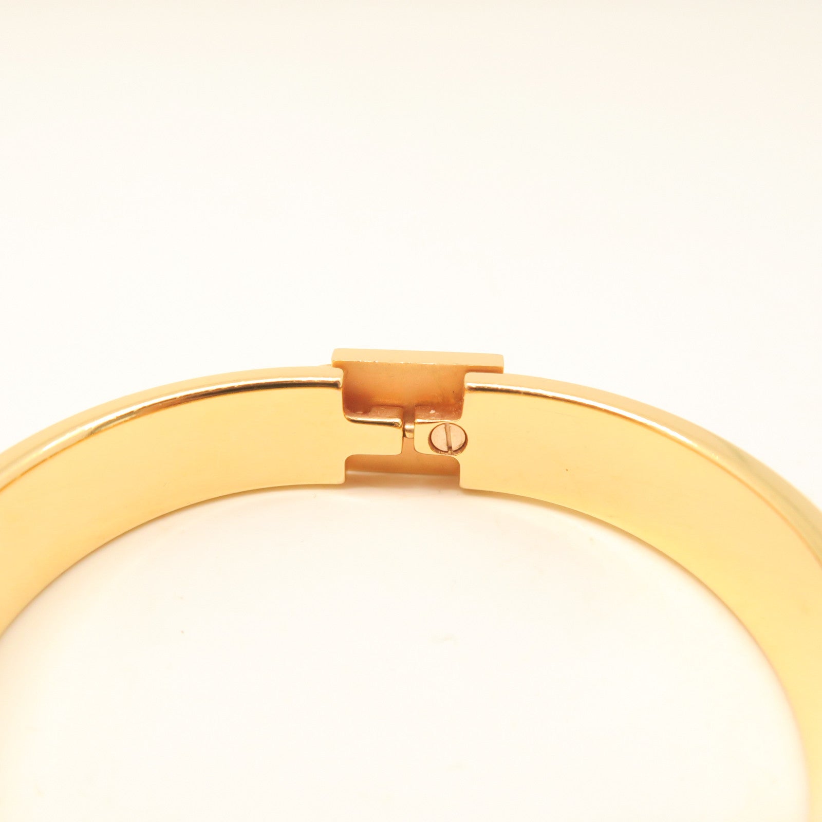 HERMES Metal Clic Cadenas Gold Buckle Bracelet Gold/Grey