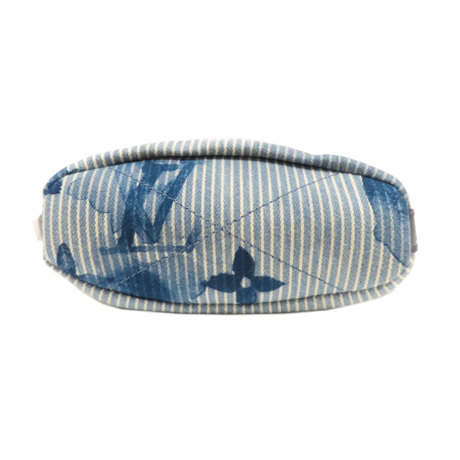LOUIS VUITTON 帆布Sac Marin BB銀扣肩背袋藍色