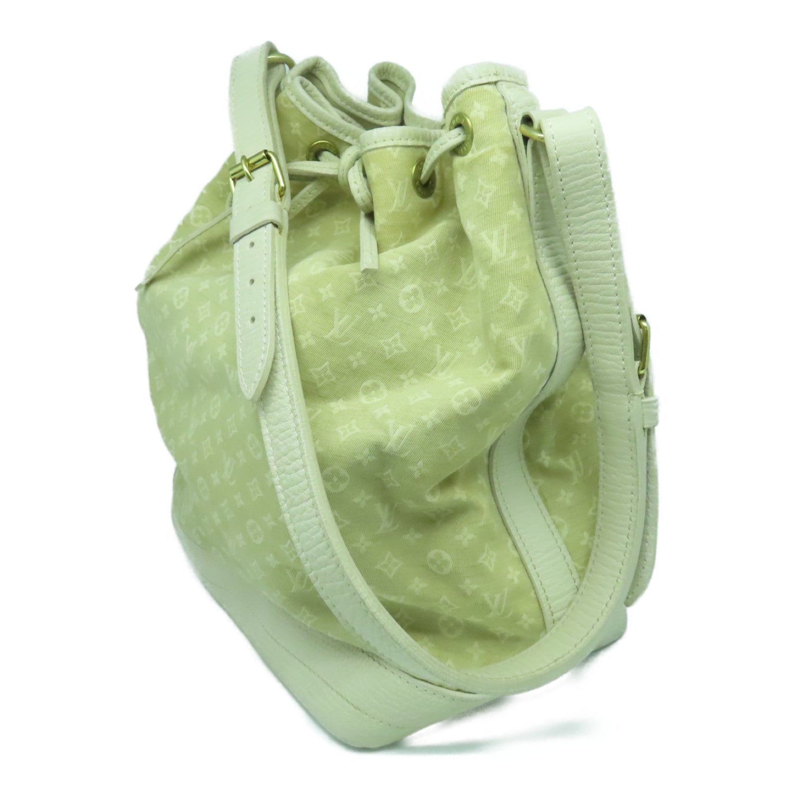 LOUIS VUITTON Monogram Mini Noe Gold Buckle Shoulder Bag Beige