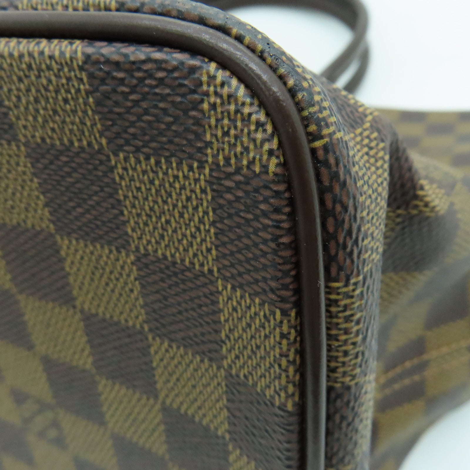 LOUIS VUITTON Damier Saleya MM Hand Bag gold buckle handle shoulder bag brown