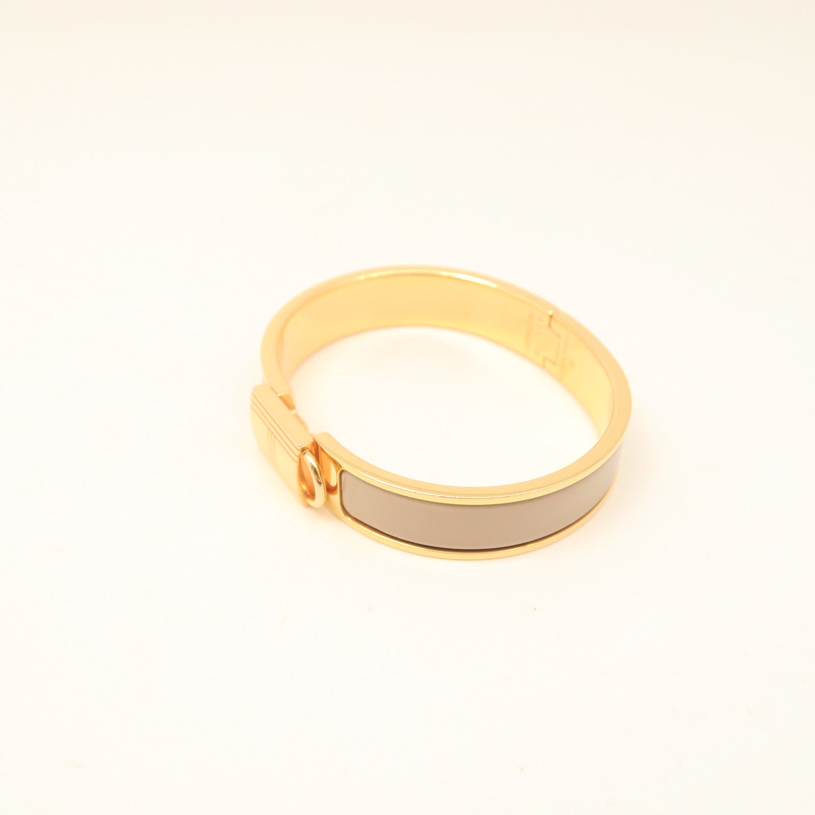 HERMES Metal Clic Cadenas Gold Buckle Bracelet Gold/Grey