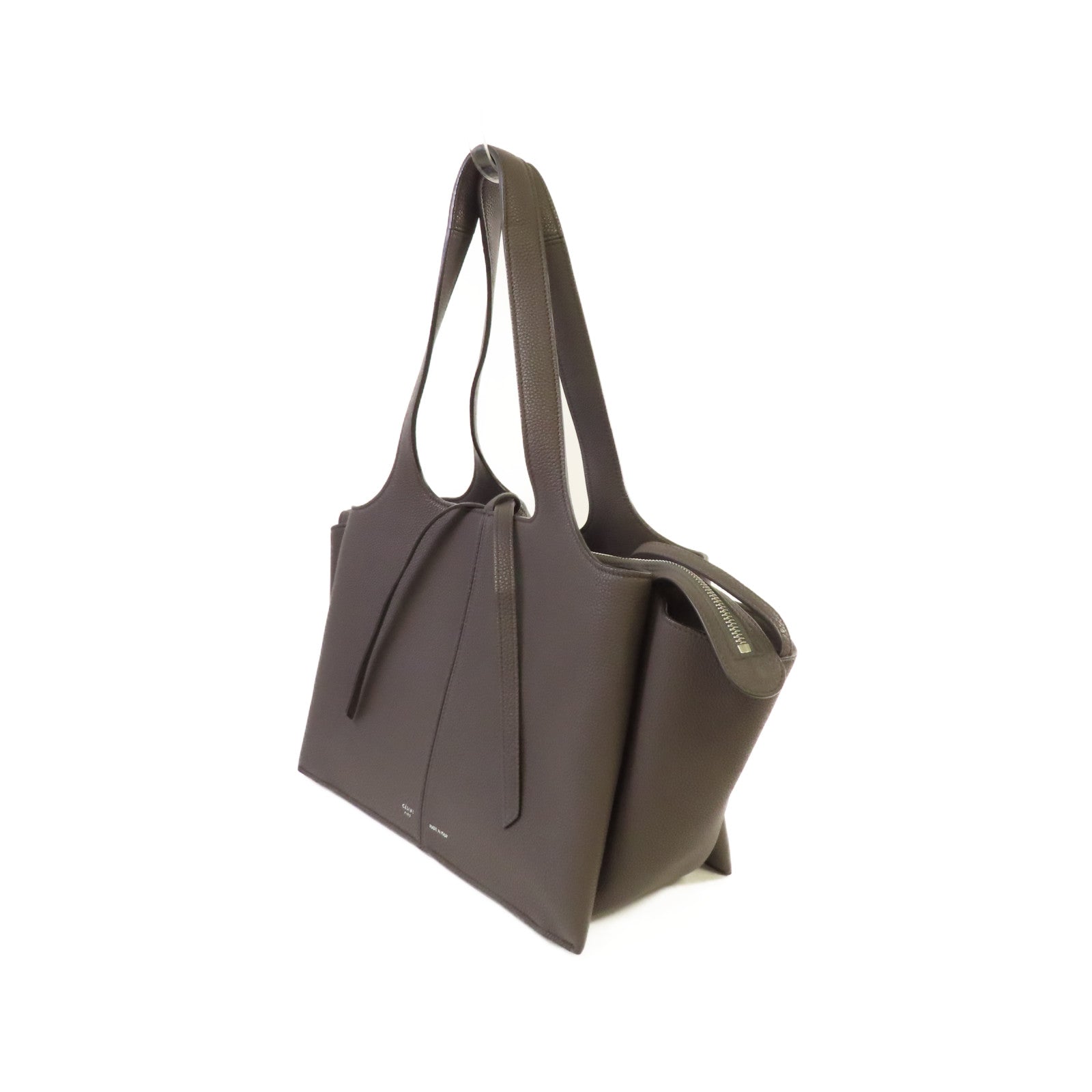 CELINE 牛皮皮革Small Tri-Fold Bag肩背袋碳灰色