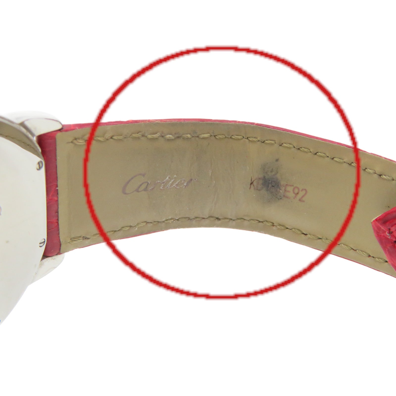 CARTIER Roude Solo de Cartier Watch不鏽鋼/皮帶石英機芯手錶米白色