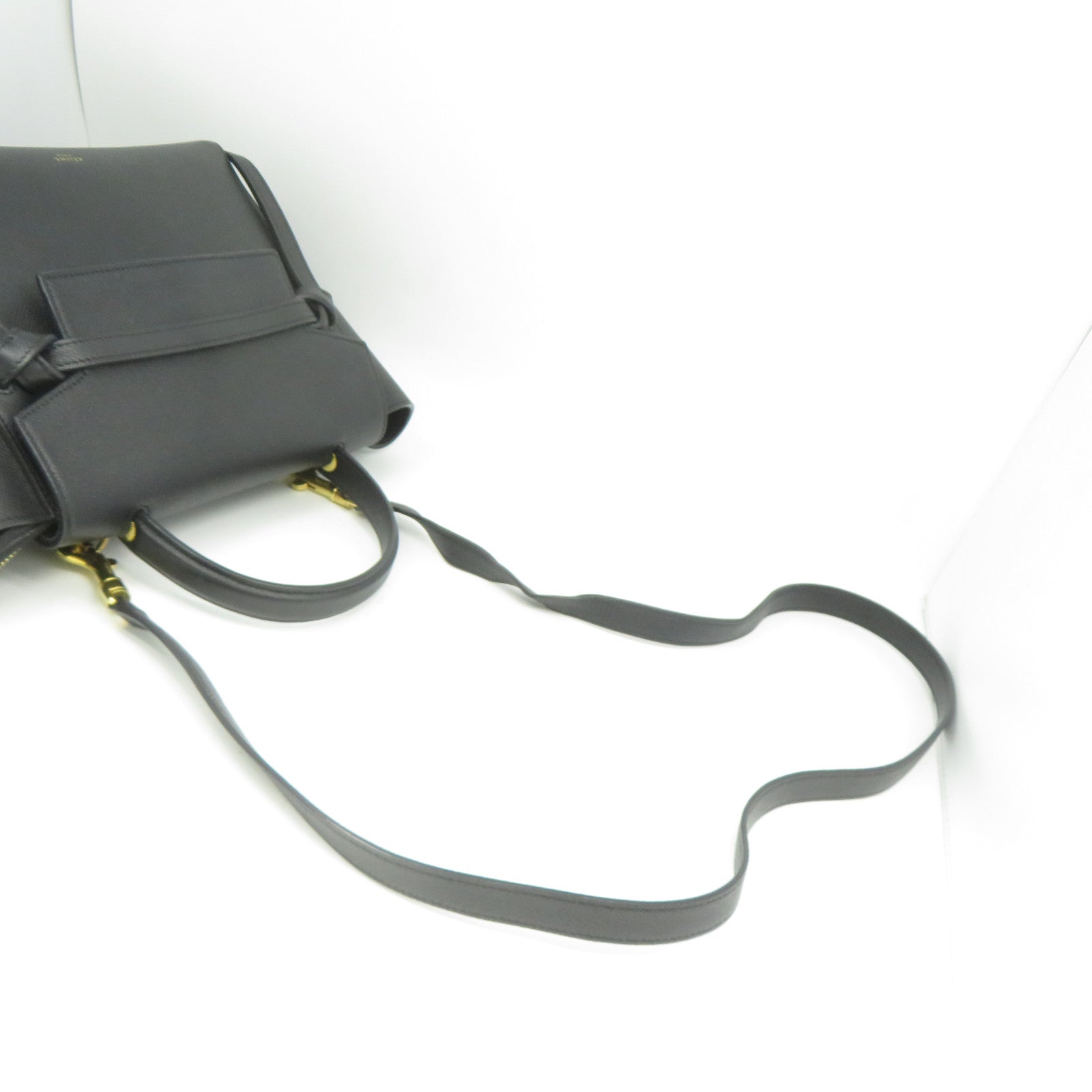 CELINE 牛皮皮革Belt Bag金扣手挽肩背兩用袋黑色