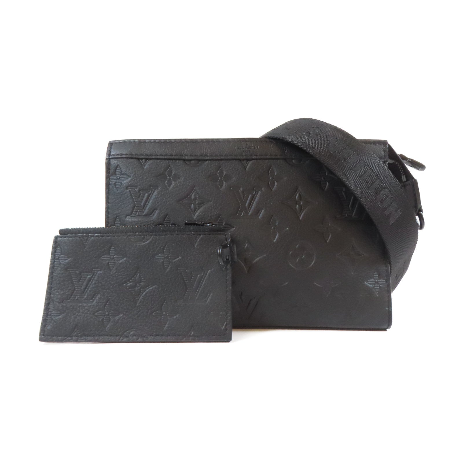 LOUIS VUITTON 牛皮皮革Gaston黑扣肩背袋黑色